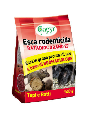 ESCA IN GRANO CON BROMADIOLONE PER TOPI E RATTI - COPYR 140G PRONTA ALL'USO